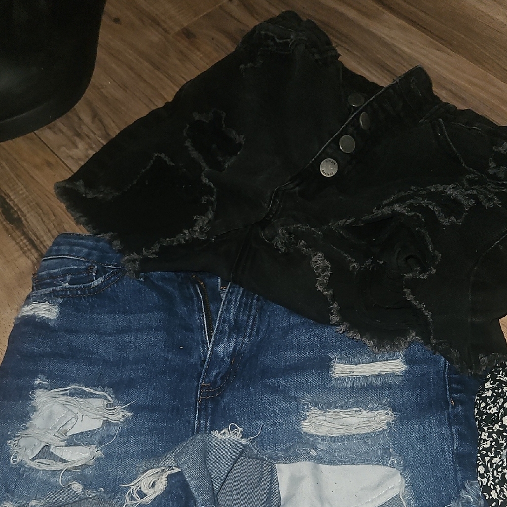 Black Lace Crop Top and Distressed Blue Jeans